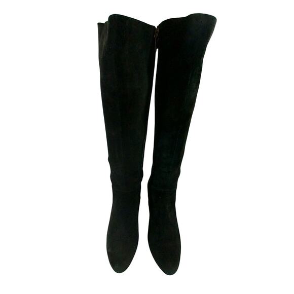 ADRIENNE VITTADINI! BLACK GENUINE SUEDE LEATHER W/ELASTIC STRETCH BOOTS! SZ 6M - Picture 4 of 9
